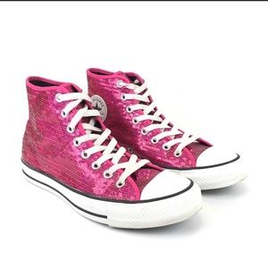 Converse All Star Pink Sequin High Tops Size 9